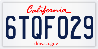 CA license plate 6TQF029