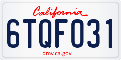 CA license plate 6TQF031