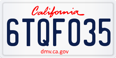 CA license plate 6TQF035