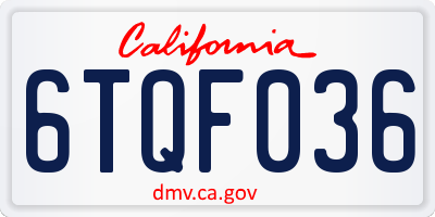 CA license plate 6TQF036