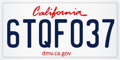 CA license plate 6TQF037