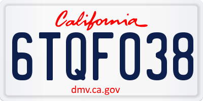 CA license plate 6TQF038