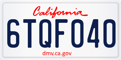 CA license plate 6TQF040