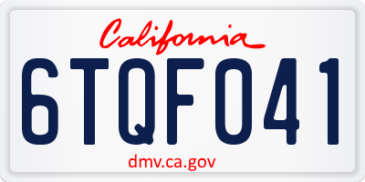 CA license plate 6TQF041