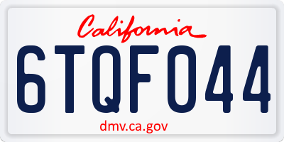 CA license plate 6TQF044