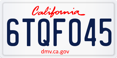 CA license plate 6TQF045
