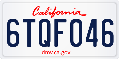 CA license plate 6TQF046