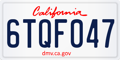 CA license plate 6TQF047