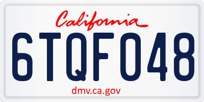 CA license plate 6TQF048