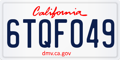 CA license plate 6TQF049