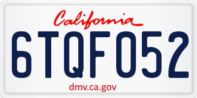 CA license plate 6TQF052