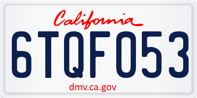 CA license plate 6TQF053