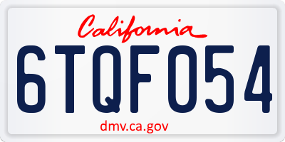 CA license plate 6TQF054