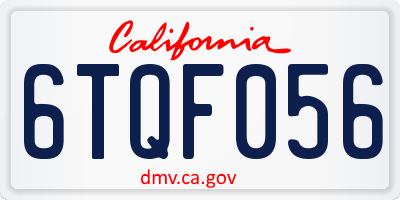 CA license plate 6TQF056