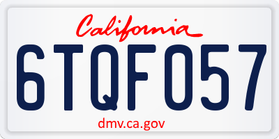 CA license plate 6TQF057