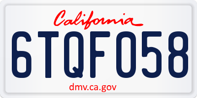 CA license plate 6TQF058