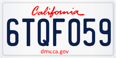 CA license plate 6TQF059