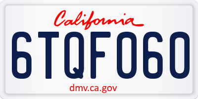 CA license plate 6TQF060