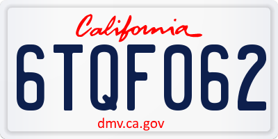 CA license plate 6TQF062