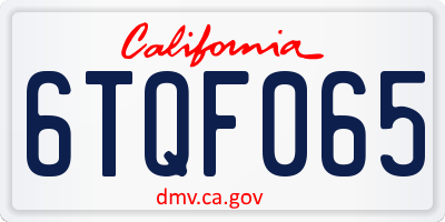 CA license plate 6TQF065