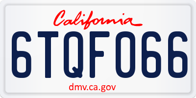 CA license plate 6TQF066