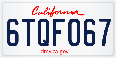 CA license plate 6TQF067