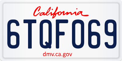 CA license plate 6TQF069