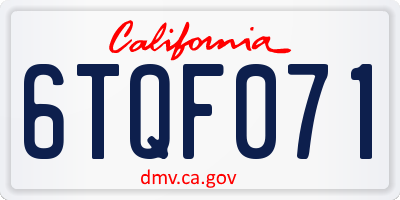CA license plate 6TQF071