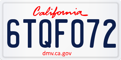 CA license plate 6TQF072