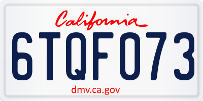 CA license plate 6TQF073