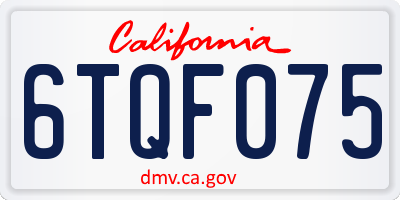 CA license plate 6TQF075