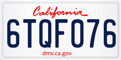 CA license plate 6TQF076