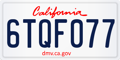 CA license plate 6TQF077