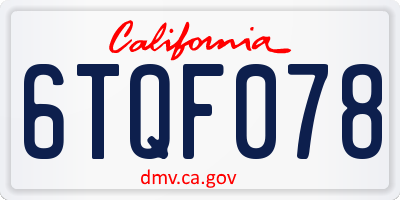 CA license plate 6TQF078