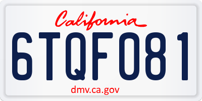 CA license plate 6TQF081