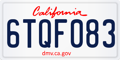 CA license plate 6TQF083