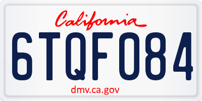 CA license plate 6TQF084