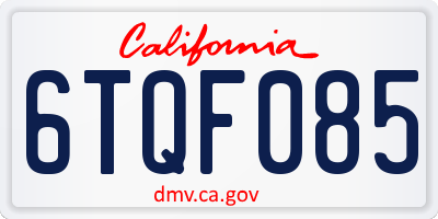 CA license plate 6TQF085