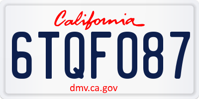 CA license plate 6TQF087