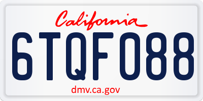 CA license plate 6TQF088