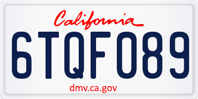 CA license plate 6TQF089