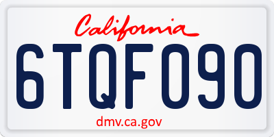 CA license plate 6TQF090