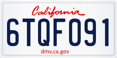 CA license plate 6TQF091