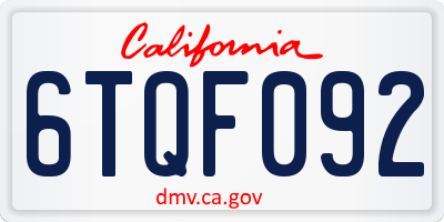 CA license plate 6TQF092