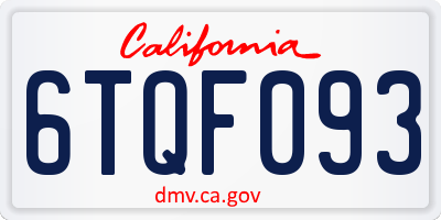 CA license plate 6TQF093