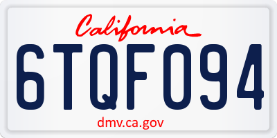CA license plate 6TQF094