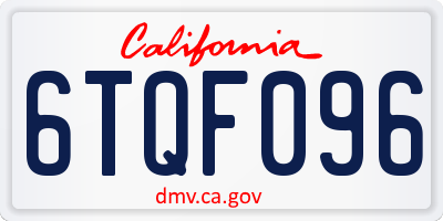 CA license plate 6TQF096