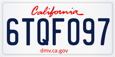 CA license plate 6TQF097