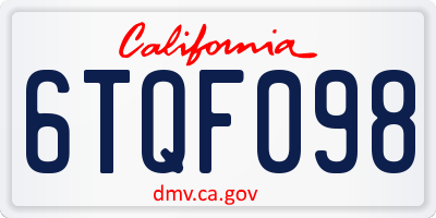 CA license plate 6TQF098