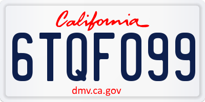 CA license plate 6TQF099